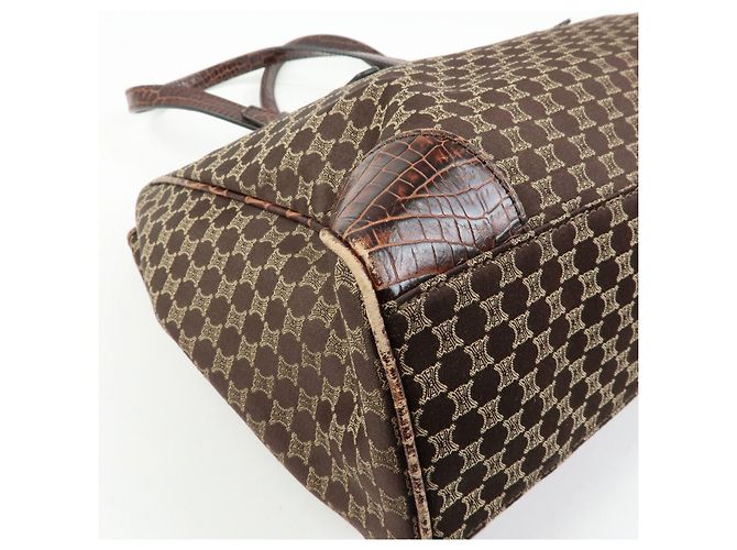 Céline Borsa Tote e borsa a mano CELINE Macadam in tela e pelle embossed Marrone - vista 10
