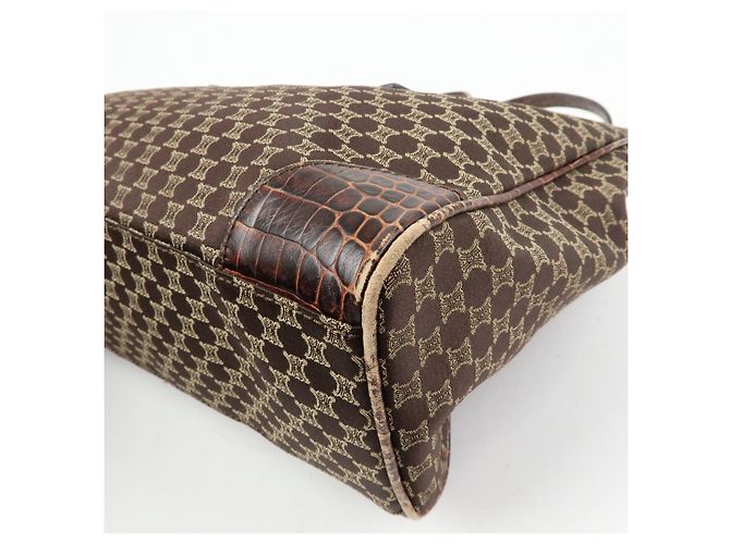 Céline Borsa Tote e borsa a mano CELINE Macadam in tela e pelle embossed Marrone - vista 13