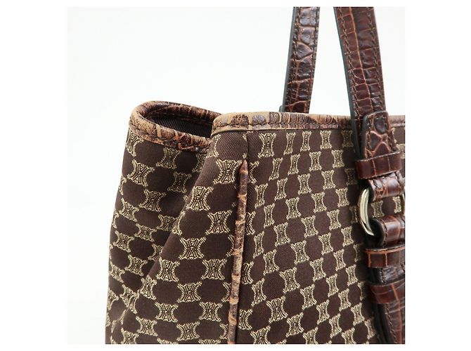 Céline Borsa Tote e borsa a mano CELINE Macadam in tela e pelle embossed Marrone - vista 14