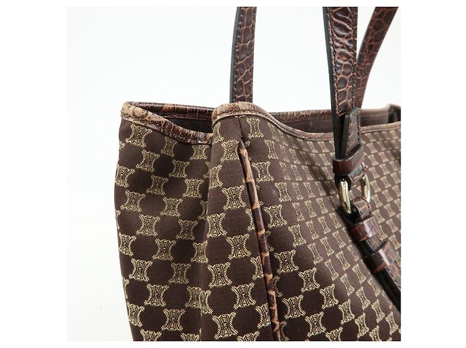 Céline Borsa Tote e borsa a mano CELINE Macadam in tela e pelle embossed Marrone - vista 16