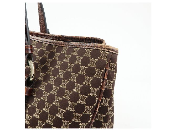 Céline Borsa Tote e borsa a mano CELINE Macadam in tela e pelle embossed Marrone - vista 17