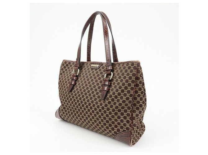 Céline Borsa Tote e borsa a mano CELINE Macadam in tela e pelle embossed Marrone - vista 3