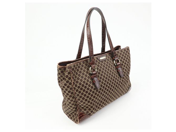 Céline Borsa Tote e borsa a mano CELINE Macadam in tela e pelle embossed Marrone - vista 4