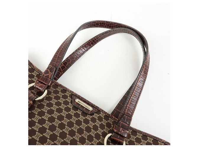 Céline Borsa Tote e borsa a mano CELINE Macadam in tela e pelle embossed Marrone - vista 6