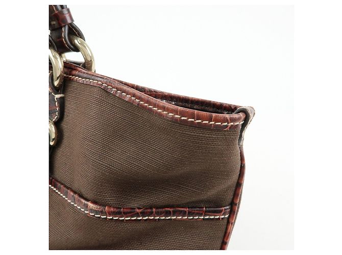 Céline CELINE Borsa Tote in tela logo e pelle embossed Marrone - vista 15