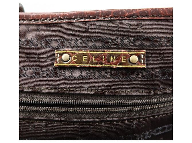 Céline CELINE Borsa Tote in tela logo e pelle embossed Marrone - vista 24