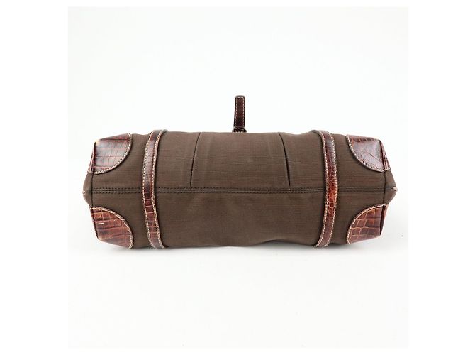 Céline CELINE Borsa Tote in tela logo e pelle embossed Marrone - vista 5