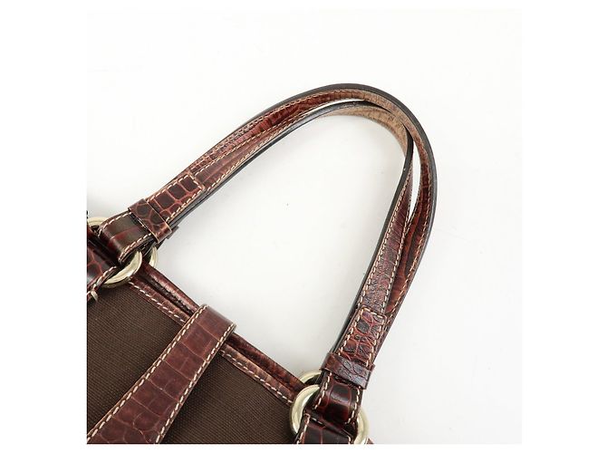 Céline CELINE Borsa Tote in tela logo e pelle embossed Marrone - vista 6