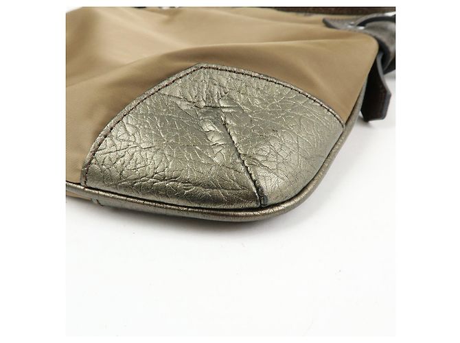 BURBERRY Borsa a tracolla in nylon e pelle Khaki - vista 11