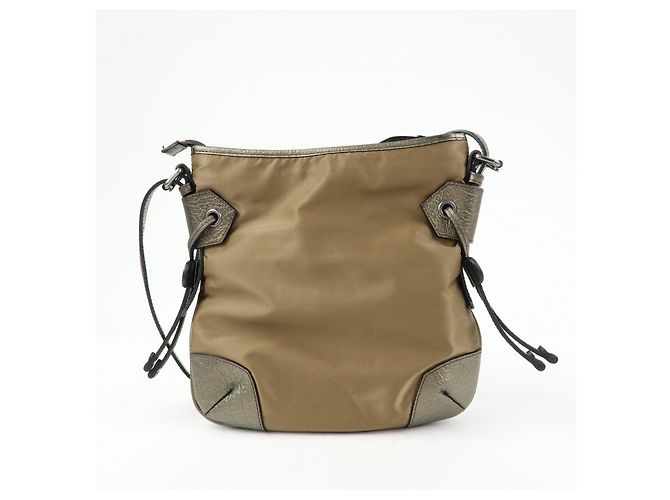 BURBERRY Borsa a tracolla in nylon e pelle Khaki - vista 2