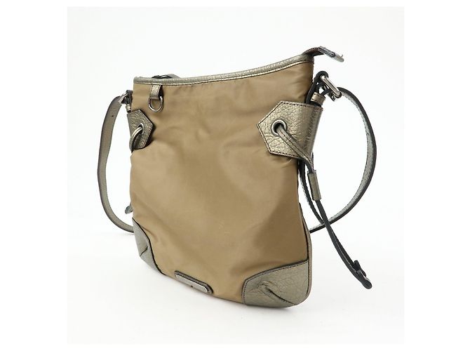 BURBERRY Borsa a tracolla in nylon e pelle Khaki - vista 3