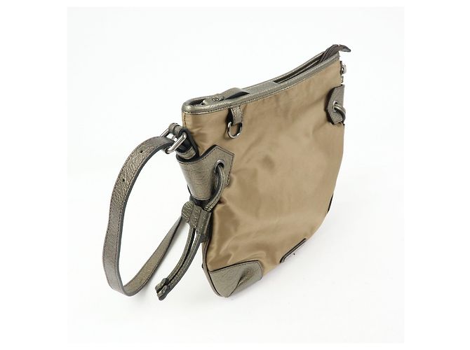 BURBERRY Borsa a tracolla in nylon e pelle Khaki - vista 4