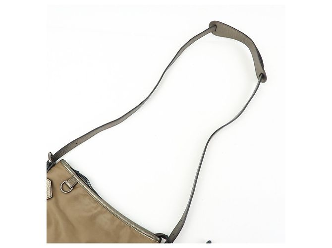 BURBERRY Borsa a tracolla in nylon e pelle Khaki - vista 6