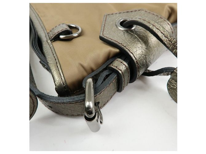 BURBERRY Borsa a tracolla in nylon e pelle Khaki - vista 9
