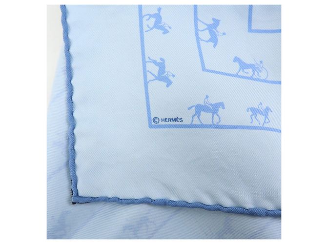 Hermès HERMES Petit Carre 42 Set aus 2 Seidentüchern 100% Seide Hellblau Schwarz - Ansicht 10