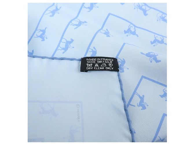 Hermès HERMES Petit Carre 42 Set aus 2 Seidentüchern 100% Seide Hellblau Schwarz - Ansicht 11