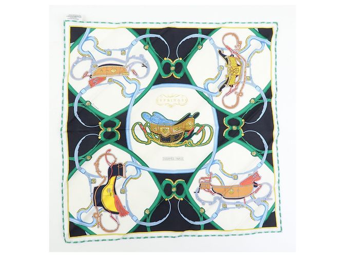 Hermès HERMES Petit Carre 42 Set aus 2 Seidentüchern 100% Seide Hellblau Schwarz - Ansicht 12