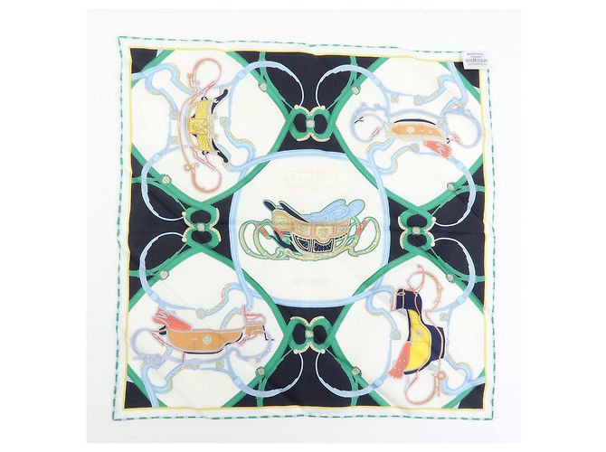 Hermès HERMES Petit Carre 42 Set aus 2 Seidentüchern 100% Seide Hellblau Schwarz - Ansicht 13