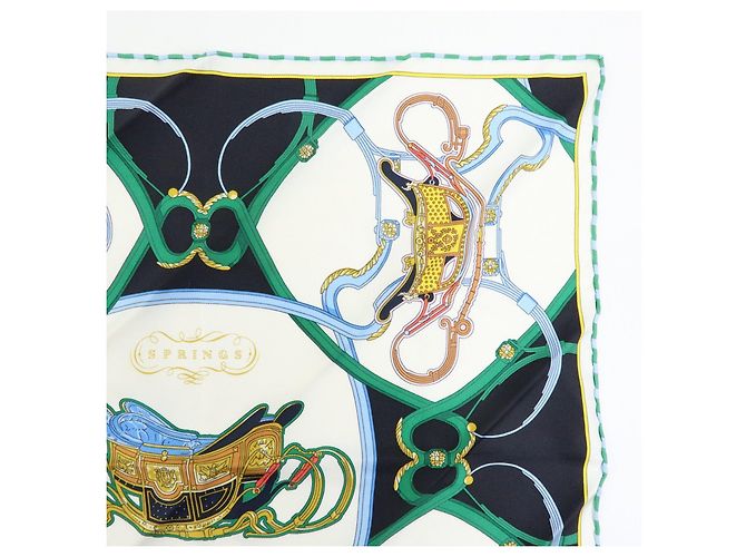 Hermès HERMES Petit Carre 42 Set aus 2 Seidentüchern 100% Seide Hellblau Schwarz - Ansicht 15