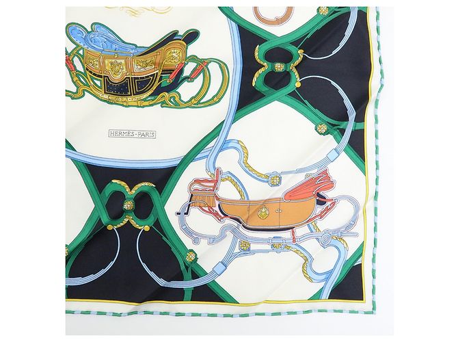 Hermès HERMES Petit Carre 42 Set aus 2 Seidentüchern 100% Seide Hellblau Schwarz - Ansicht 17