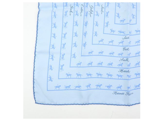 Hermès HERMES Petit Carre 42 Set aus 2 Seidentüchern 100% Seide Hellblau Schwarz - Ansicht 6