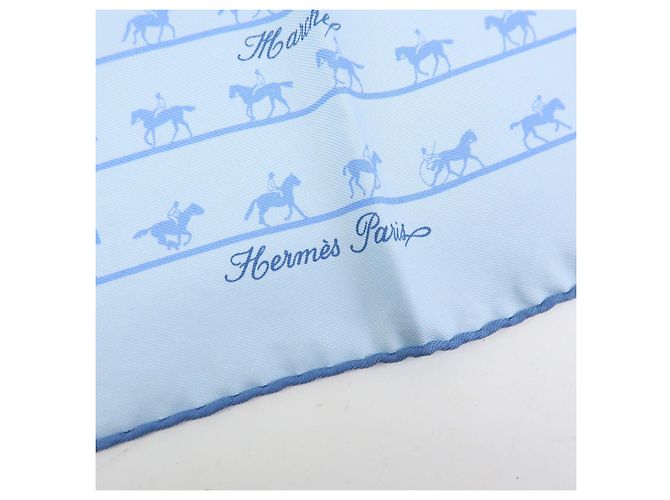 Hermès HERMES Petit Carre 42 Set aus 2 Seidentüchern 100% Seide Hellblau Schwarz - Ansicht 9