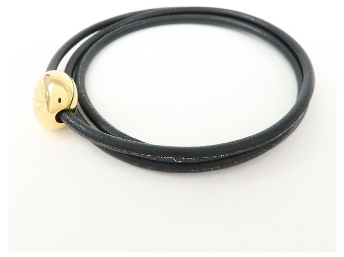 Bracciale Pebble in pelle Anagram LOEWE Nero - vista 3