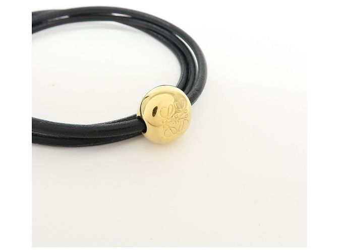 Bracciale Pebble in pelle Anagram LOEWE Nero - vista 5
