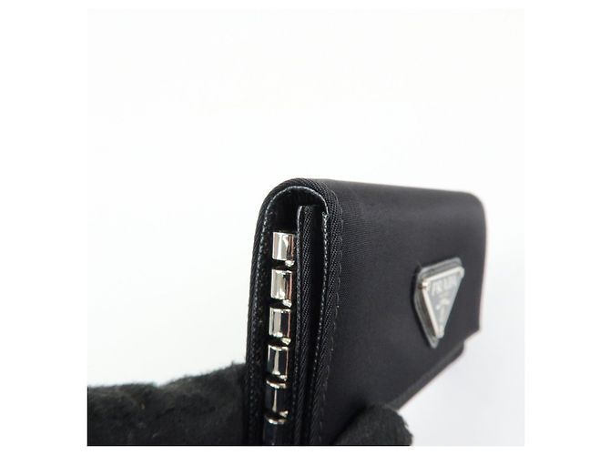 PRADA Portachiavi in nylon e pelle con logo Triangle e 6 anelli 1M0222 - vista 10
