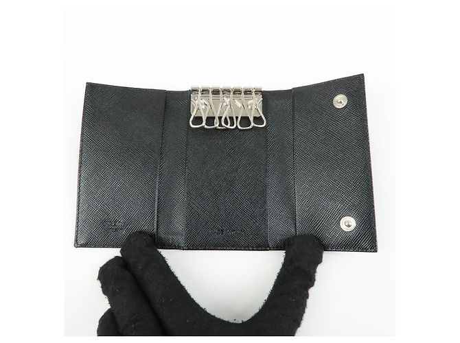 PRADA Portachiavi in nylon e pelle con logo Triangle e 6 anelli 1M0222 - vista 14
