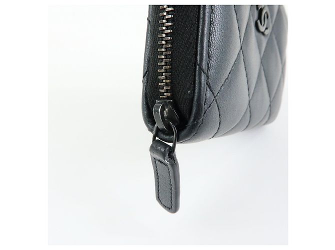 CHANEL COCO Logo Matelasse Lambskin Coin Case Card Case Black - vista 10