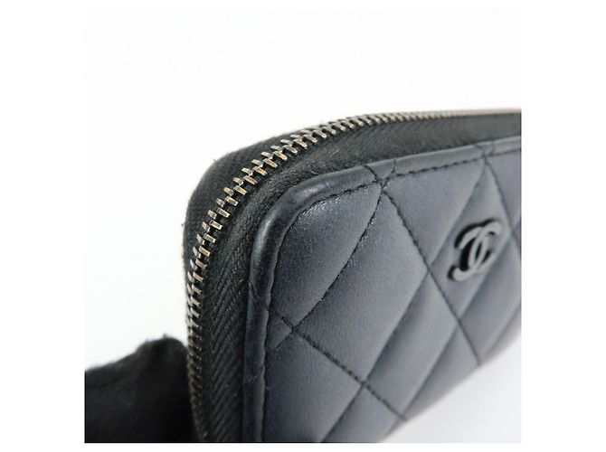 CHANEL COCO Logo Matelasse Lambskin Coin Case Card Case Black - vista 11
