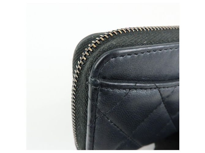 CHANEL COCO Logo Matelasse Lambskin Coin Case Card Case Black - vista 13
