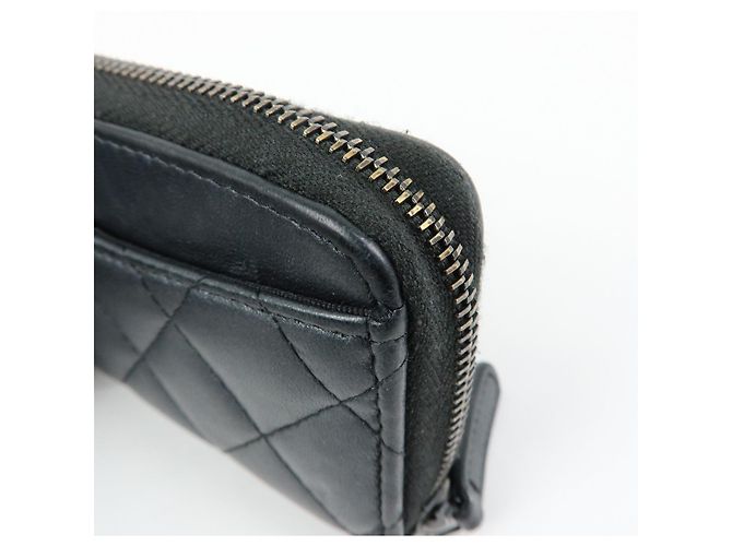 CHANEL COCO Logo Matelasse Lambskin Coin Case Card Case Black - vista 14
