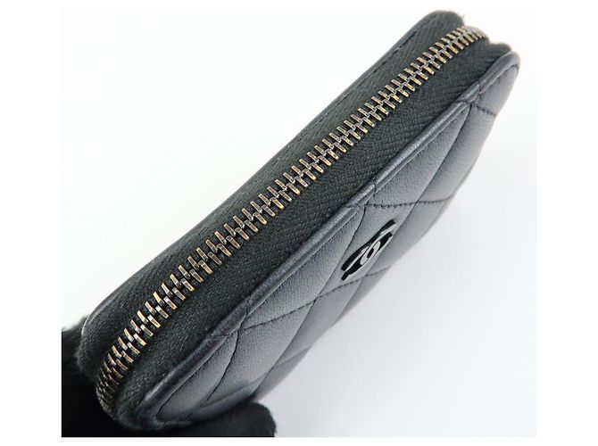 CHANEL COCO Logo Matelasse Lambskin Coin Case Card Case Black - vista 15