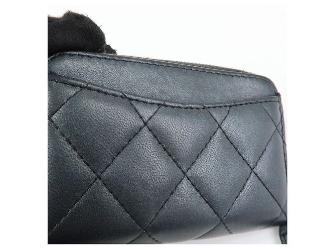CHANEL COCO Logo Matelasse Lambskin Coin Case Card Case Black - vista 18