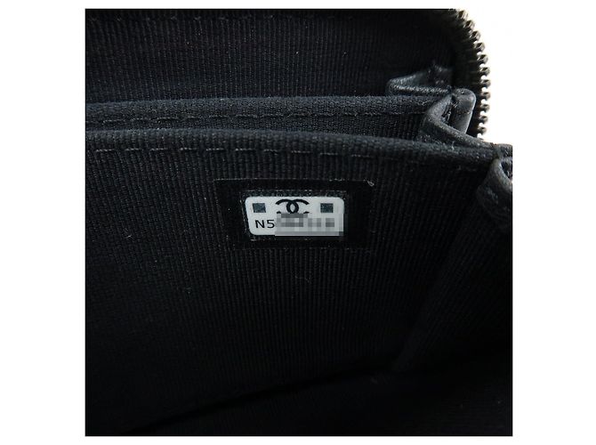 CHANEL COCO Logo Matelasse Lambskin Coin Case Card Case Black - vista 24
