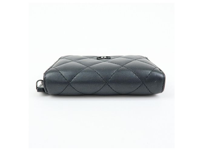 CHANEL COCO Logo Matelasse Lambskin Coin Case Card Case Black - vista 5