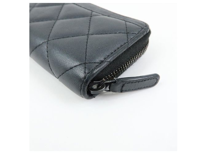 CHANEL COCO Logo Matelasse Lambskin Coin Case Card Case Black - vista 9