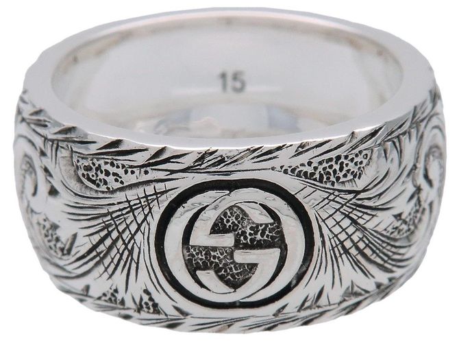 Anello GUCCI Interlocking G Arabesque Cat Head SV925 Silver #15 US7 - vista 2