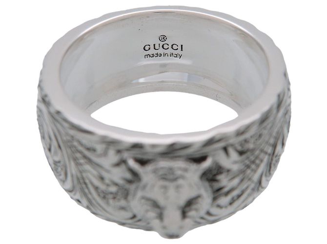 Anello GUCCI Interlocking G Arabesque Cat Head SV925 Silver #15 US7 - vista 4