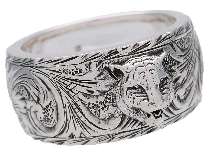 Anello GUCCI Interlocking G Arabesque Cat Head SV925 Silver #15 US7 - vista 5