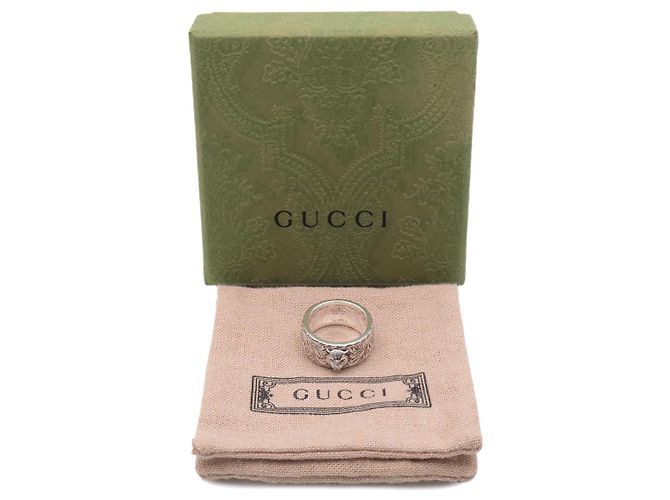 Anello GUCCI Interlocking G Arabesque Cat Head SV925 Silver #15 US7 - vista 8