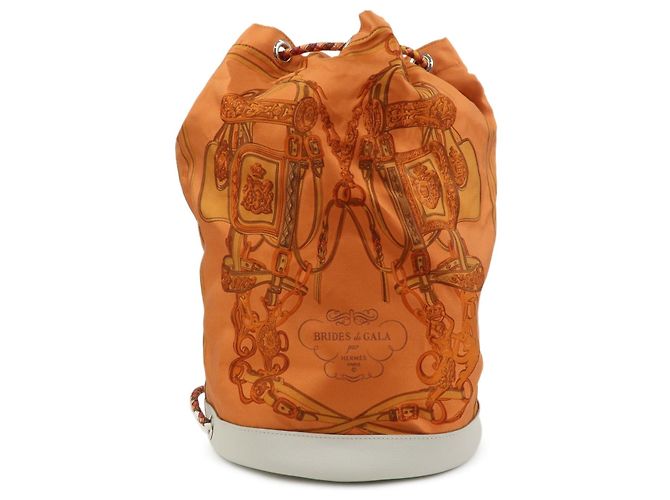 Hermès HERMES Soie Cool 22 Borsa a tracolla zaino in pelle e seta Orange - vista 2