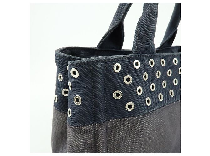Borsa 2Way PRADA Canapa Mini Triangle Logo in tela denim Navy 1BG439 - vista 16