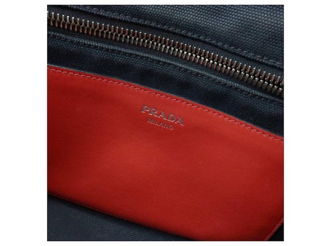 Borsa 2Way PRADA Canapa Mini Triangle Logo in tela denim Navy 1BG439 - vista 24