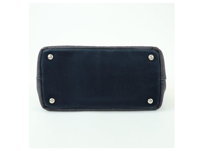 Borsa 2Way PRADA Canapa Mini Triangle Logo in tela denim Navy 1BG439 - vista 5
