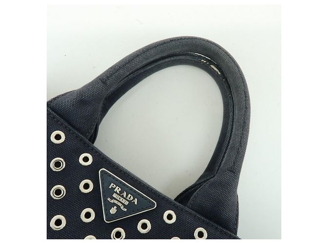 Borsa 2Way PRADA Canapa Mini Triangle Logo in tela denim Navy 1BG439 - vista 6