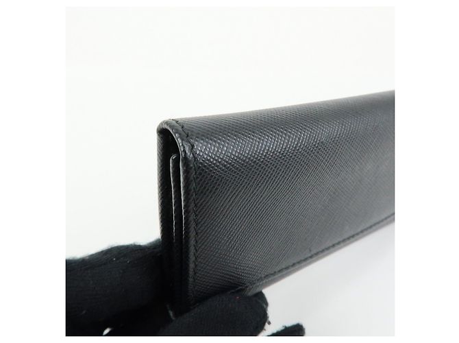 PRADA Portachiavi in pelle Saffiano 6 anelli Nero - vista 10