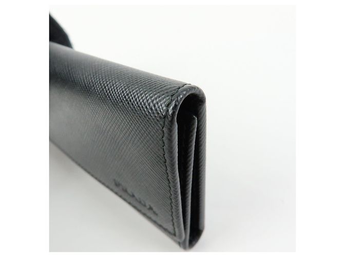PRADA Portachiavi in pelle Saffiano 6 anelli Nero - vista 11